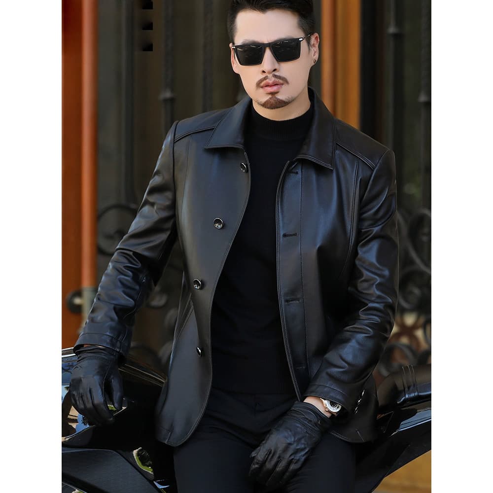 Forro de lã jaqueta de couro espessada masculina primeira camada jaqueta de pele de carneiro masculina outono inverno pa