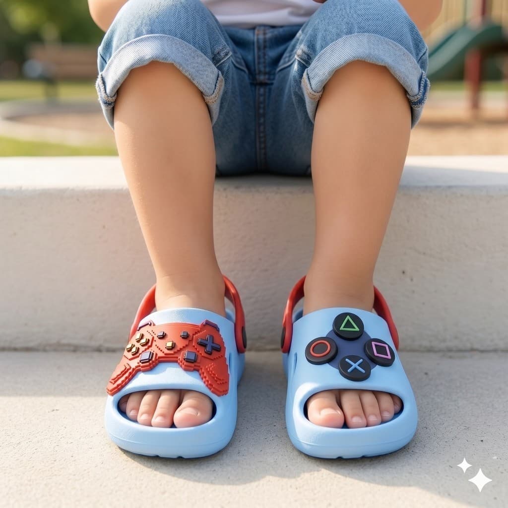 Chinelo Masculino Infantil Slide Confortáveis Antiderrapante Colorido Vídeo Game Controle Jogos