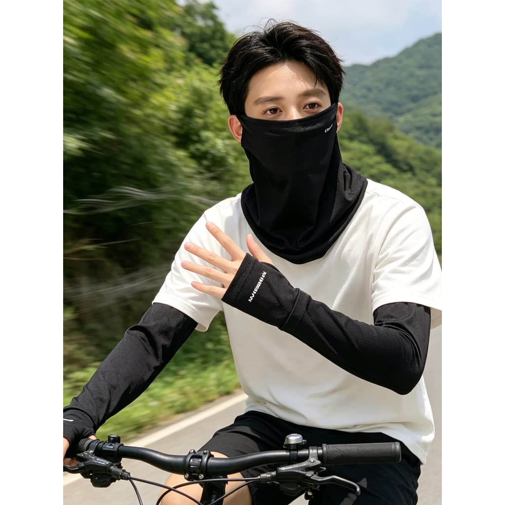 Conjunto de protetor solar de seda gelo lenço protetor solar máscara ciclismo babador respirável máscara facial completa