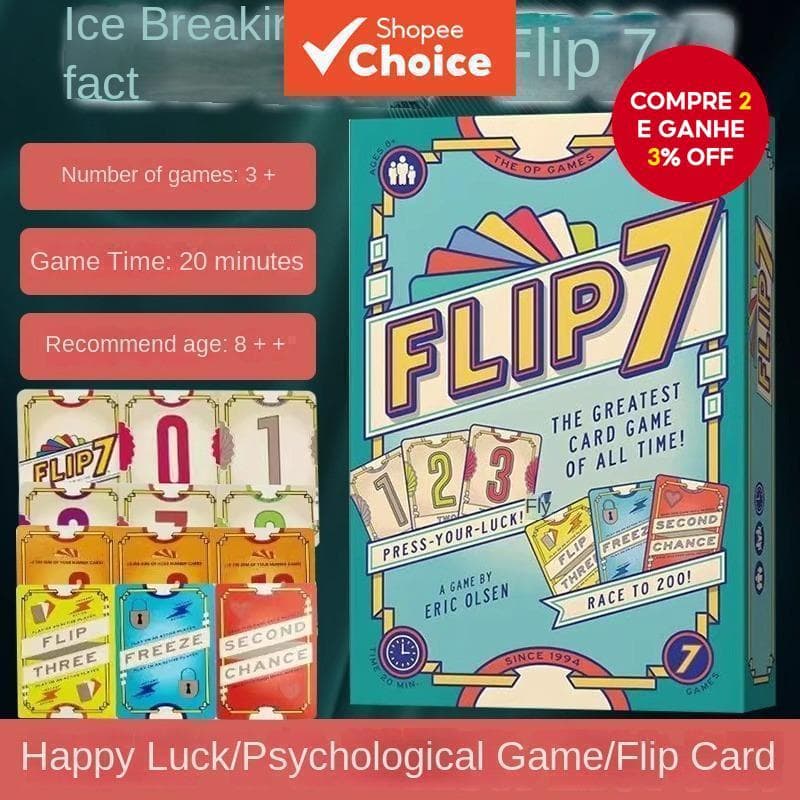 Flip 7 : Jogo De Cartas De Estratégia Rápida E Viciante Para Família , Noite , Viagens , Festas Adultos Crianças