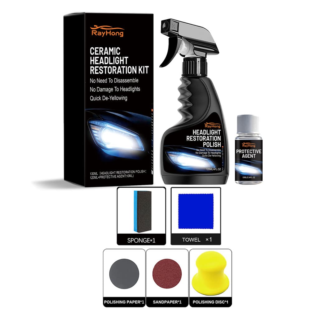 Rayhong kit de cuidados para remodelação de farol de carro, remodelação diária, limpeza, descontaminação, kit de brilho