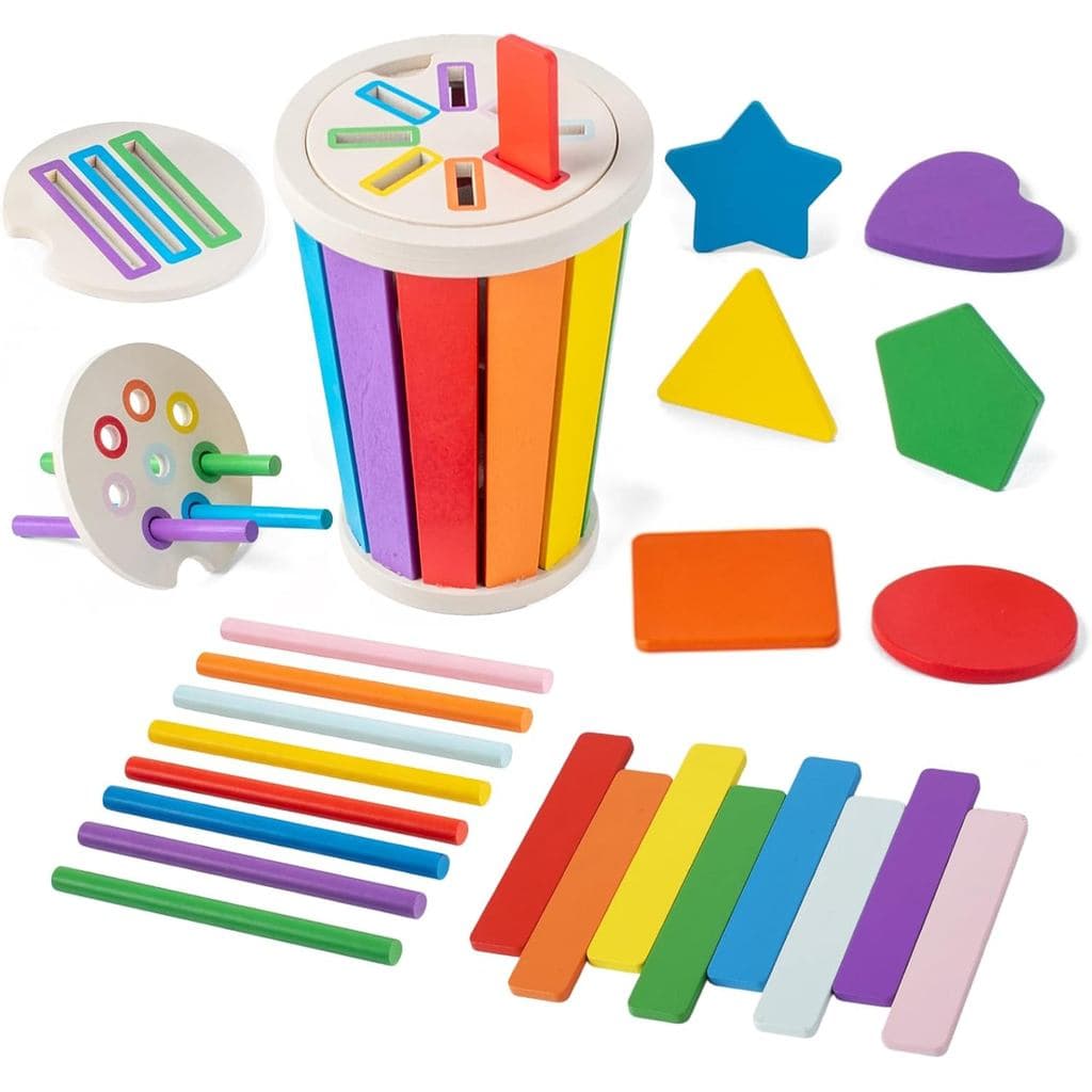 Brinquedos Montessori para Crianças de 1 a 3 Anos, Brinquedos Educativos de Madeira para Classificação de Cores para Beb