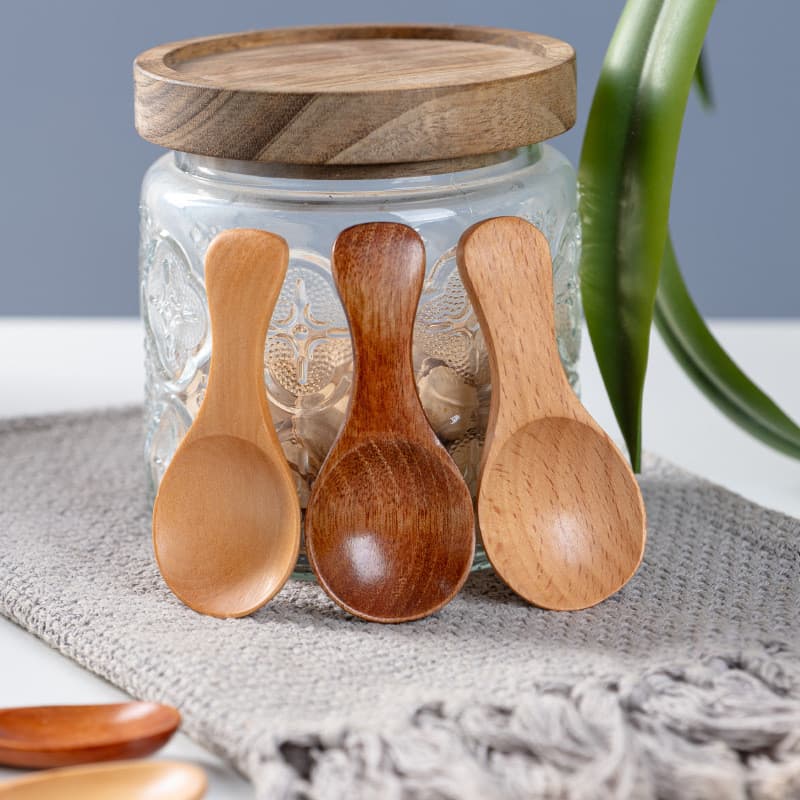 Colher de sobremesa de madeira maciça, colher para leite em pó infantil japonesa e coreana, colher pequena de madeira de