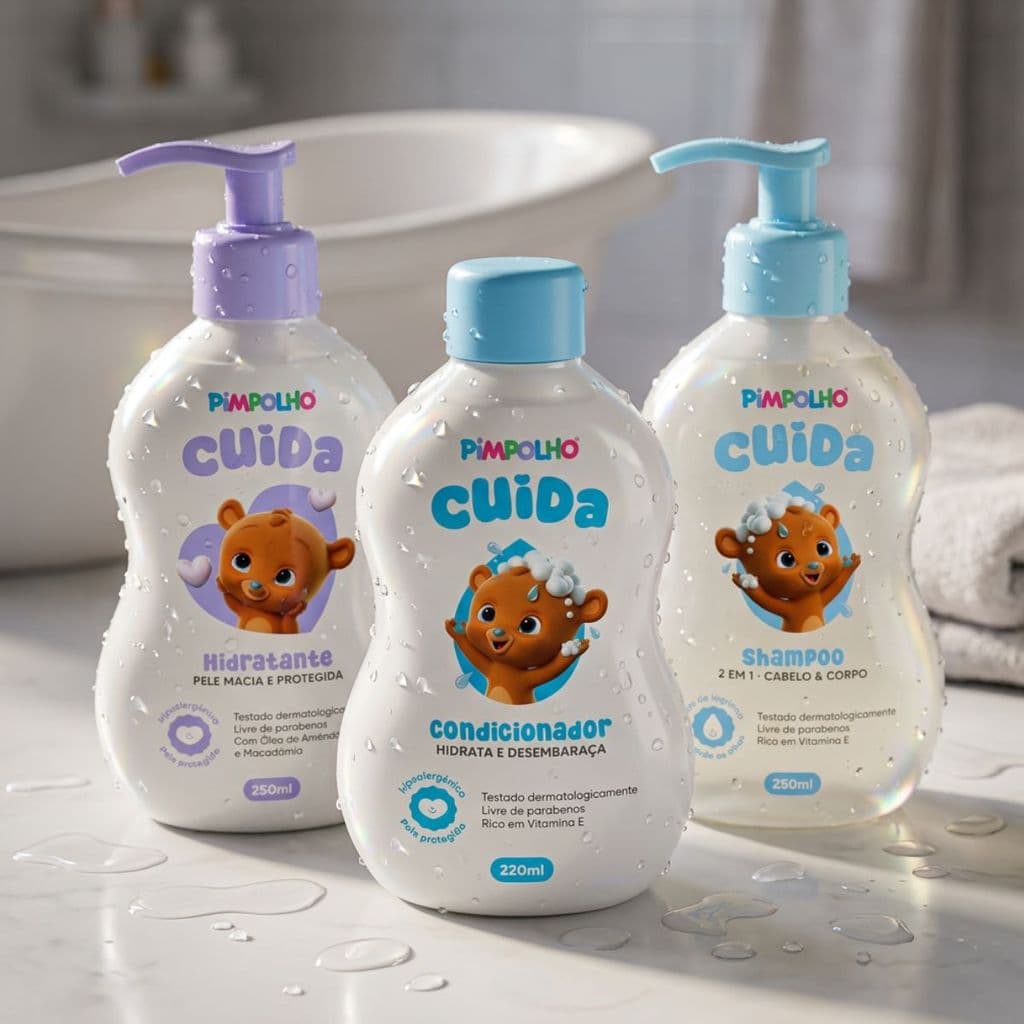 Kit Shampoo + Condicionador Vitamina E + Hidratante Pimpolho