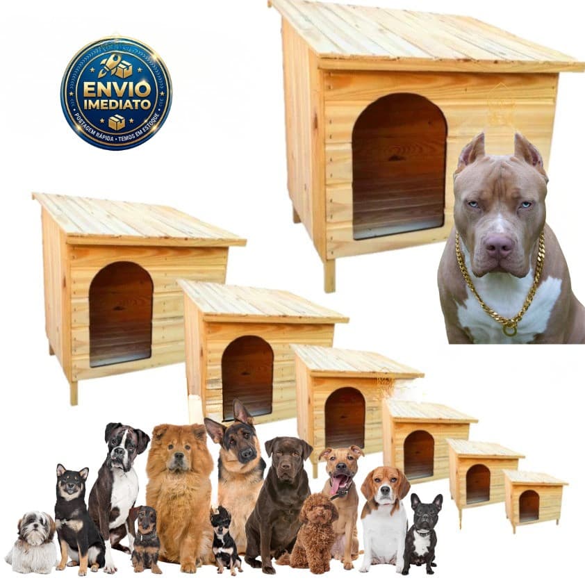 Casinha Edicula de Madeira Casa Para Cachorro Porte Grande Médio Cães Pittbull Shitzu N1 N2 N3 N4 N5 N6 N7