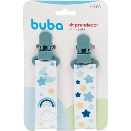 Kit 2 Prendedores De Chupeta Para Bebê Buba Estrelas | Prendedor De Chupeta Infantil Recem Nascido