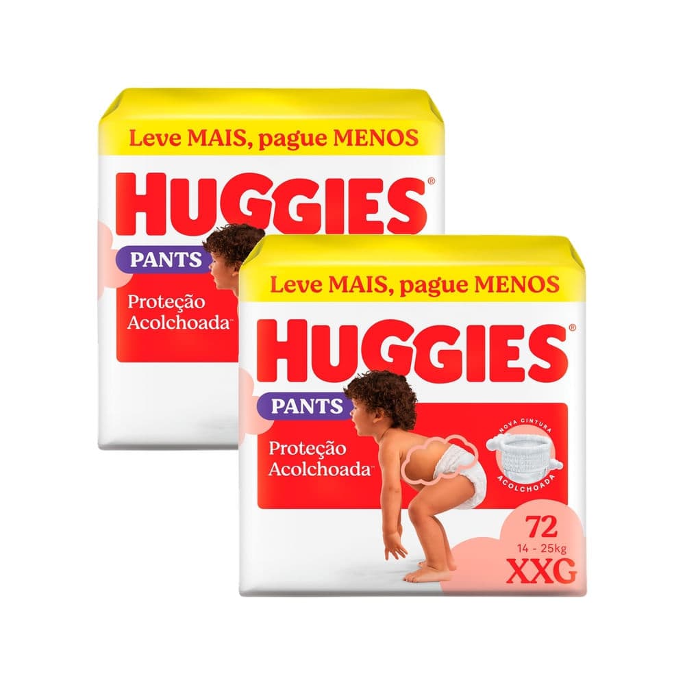 Kit 2 Fralda Huggies Pants Roupinha Proteção Acolchoada Tamanho XXG 72 Unidades Descartáveis