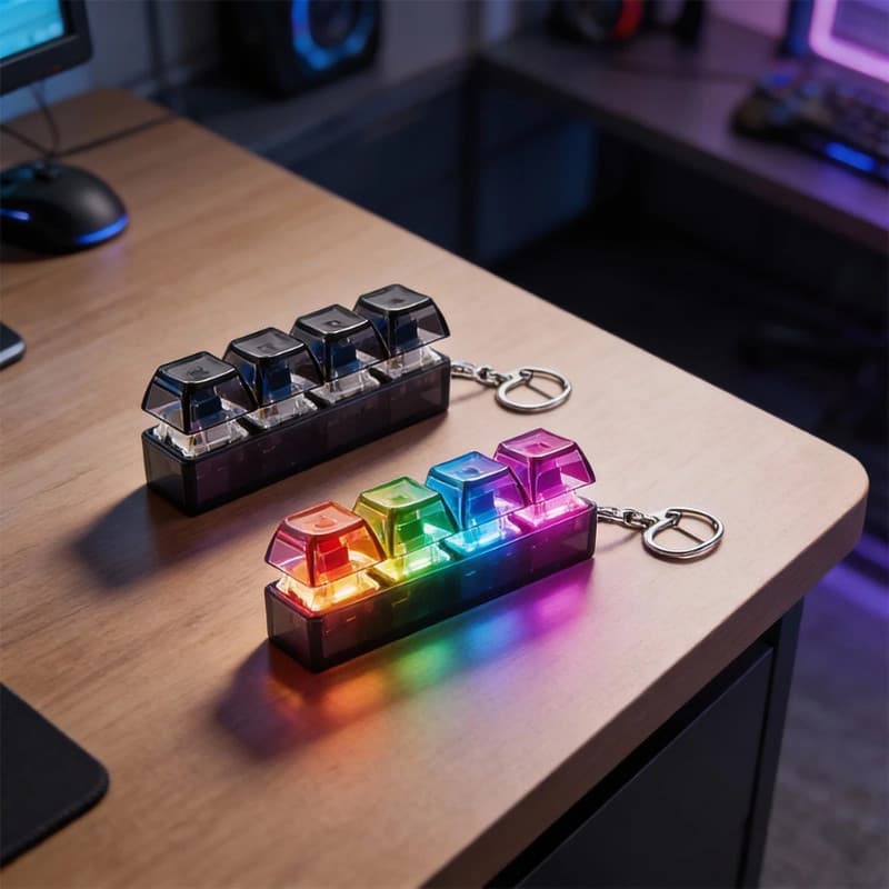 4 Teclas Teclado Mecânico rgb Luz Eixo Testador Brinquedo Alívio Do Estresse DIY Botão Keycap Fidget Chaveiro Brinquedos