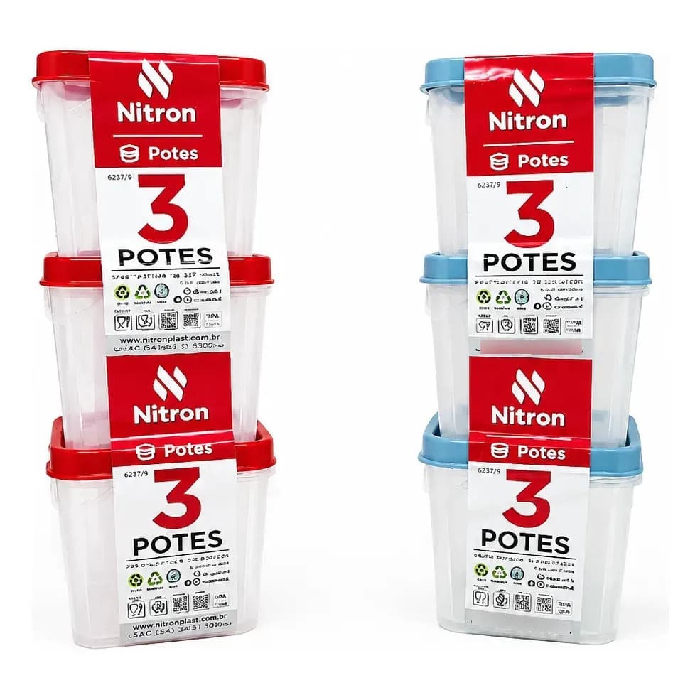Kit 3 Potes Plástico Modular Com Tampa 250ml Multiuso Organizador Mantimentos Cozinha 