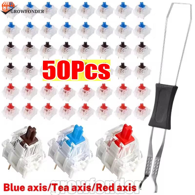 [Fasty] Teclado Mecânico Criativo De 50/30/10 Unidades-Eixo Azul Transparente Vermelho De Chá-Teclados Para Jogos DIY-Ke