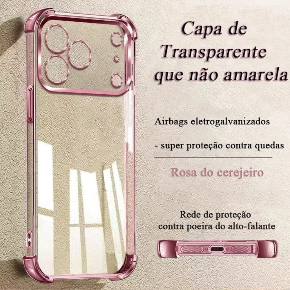 Fino e Leve! Não Engorda o Celular Capa Capinha Para iPhone 16 15 14 Plus 13 12 11 Pro Max Airbag Anti-Queda 4 Cantos
