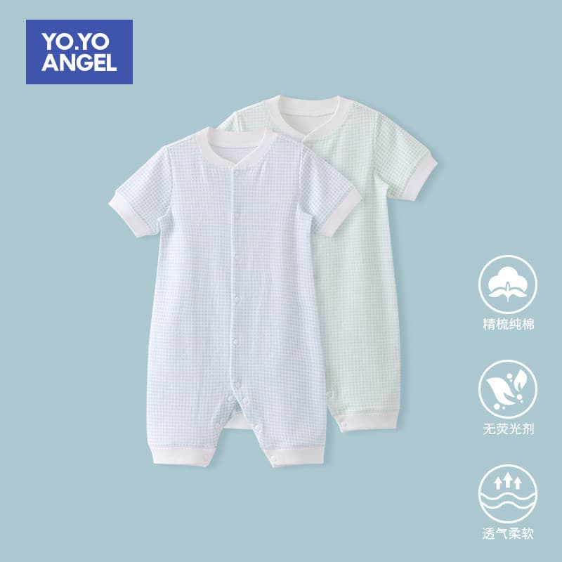 Macacão de bebê de manga curta calças médias puro algodão verão bebê menino recortado macacão bebê menina roupas de meia