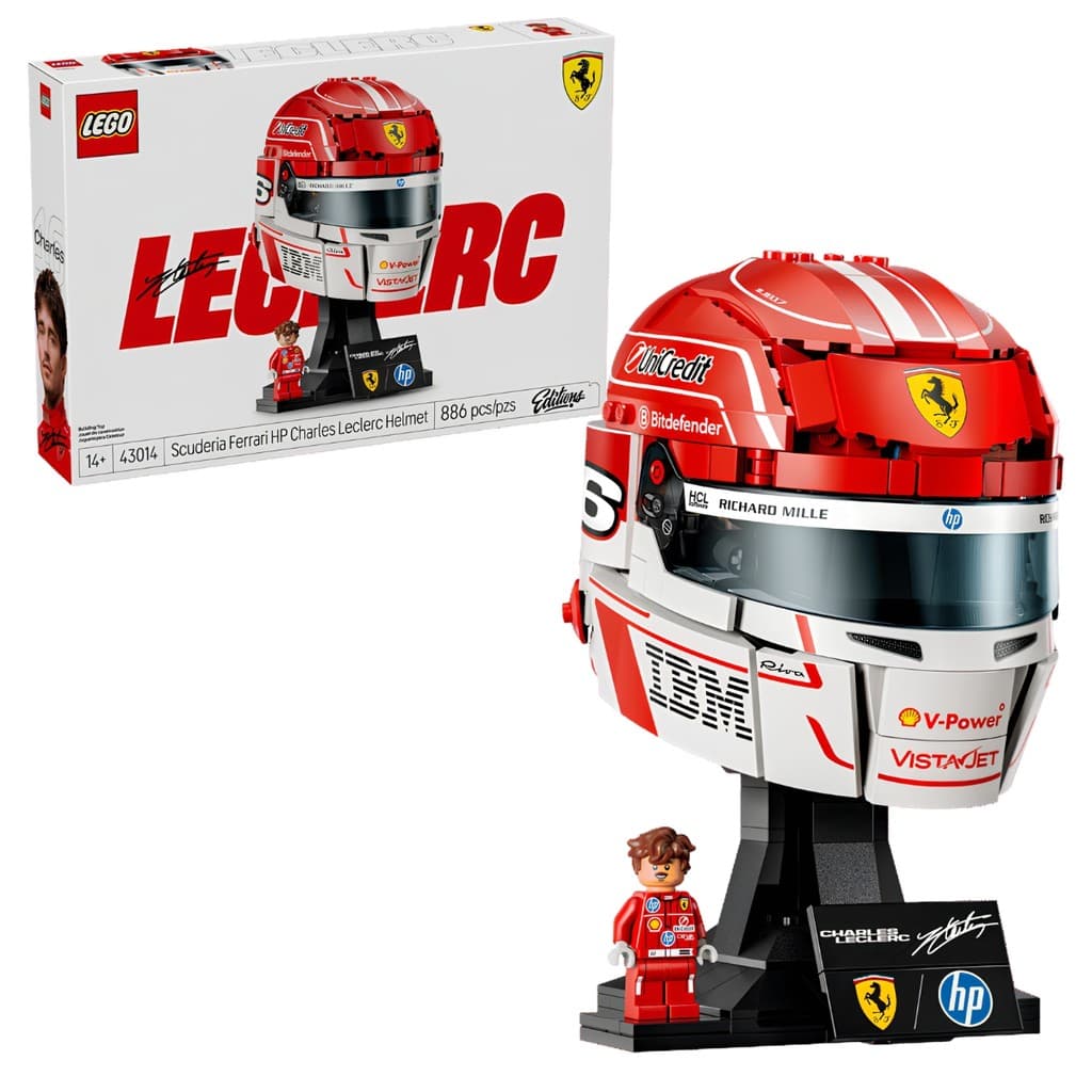 Blocos de Montar Capacete Scuderia Ferrari HP Charles Leclerc 14 Anos 43014 886 Peças LEGO