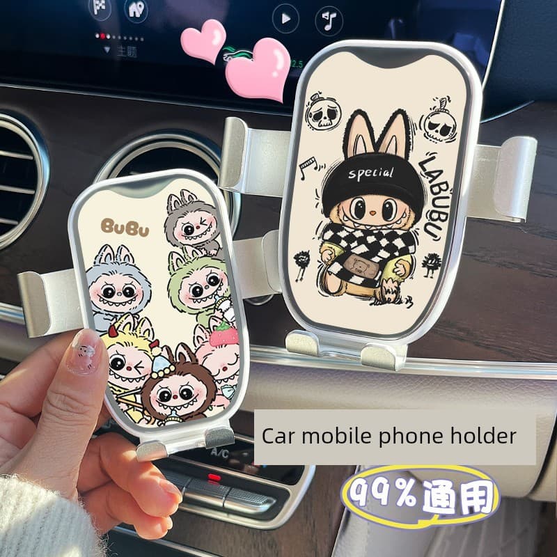 Suporte celular saída de ar carro Suporte celular veicular universal Presilha para grade do ar condicionado Novo labubu