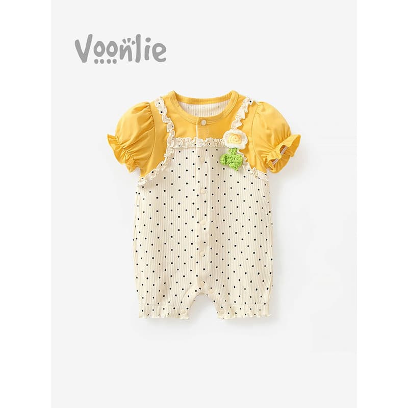 Bebê roupas de bebê roupas de verão bebê recém-nascido menina macacão princesa mês cheio cem dias macacão manga curta ve