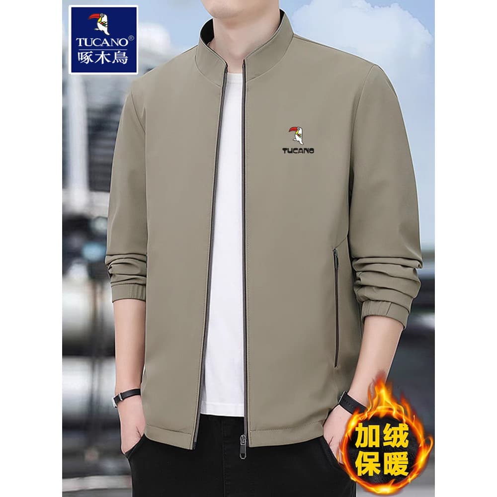 Woodpecker jaqueta masculina 2025 outono inverno velo-velo quente All-Match gola alta jaqueta masculina Mi