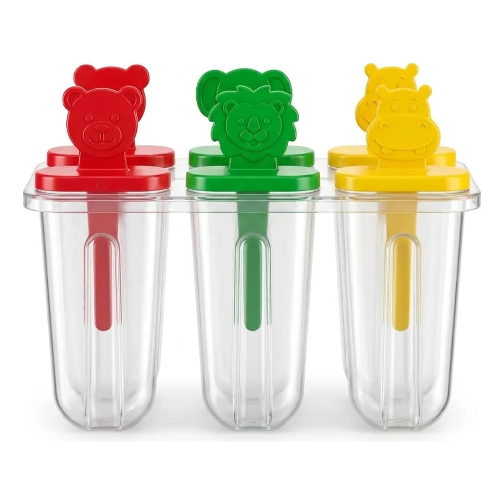 Forma para 6 Picolés Colorida Versátil para Snacks Gelados Picolés e Sobremesas Saudáveis