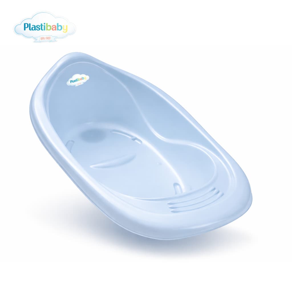 Banheira de Bebê Azul Perolado | PlastiBaby | 22 Litros | Leve, Segura e Fácil de Limpar