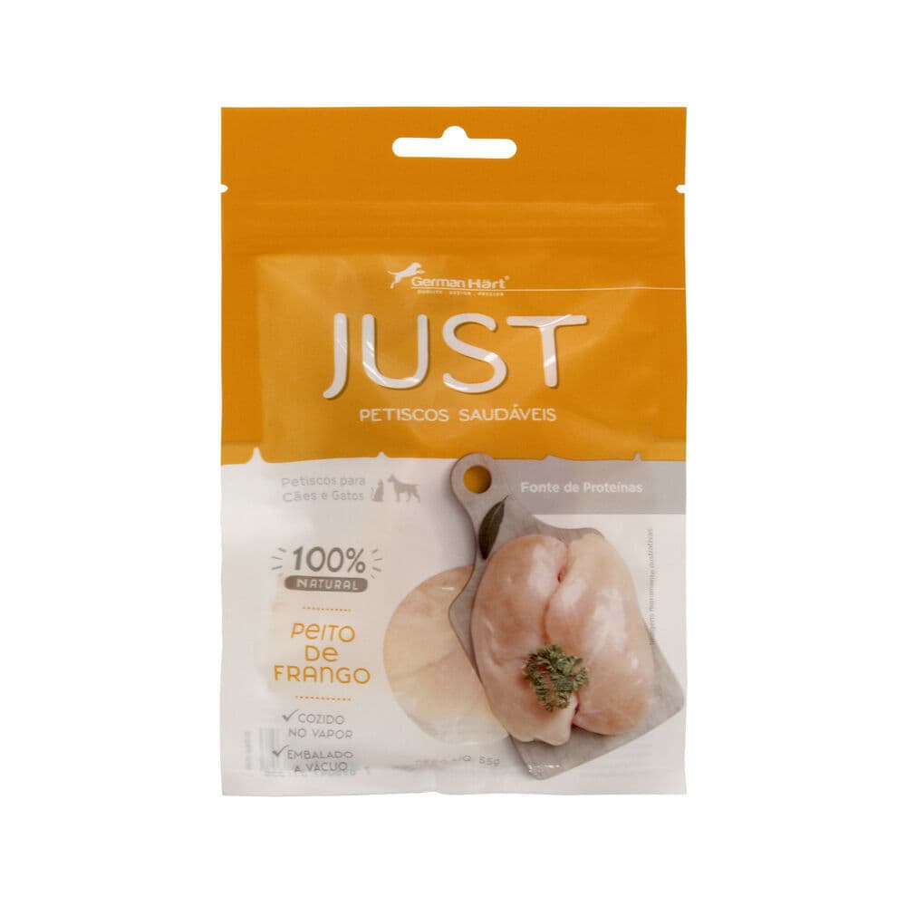 Petisco Natural Caes Peito Frango Cozido 55g Snack Saudavel Adestramento Filhote Sem Conserva Just