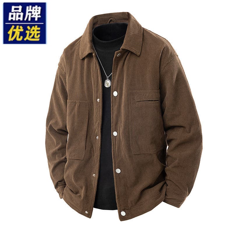 Primavera outono jaqueta de veludo masculina Casual All-Match jaqueta único Breasted simples topo roupas masculinas madu