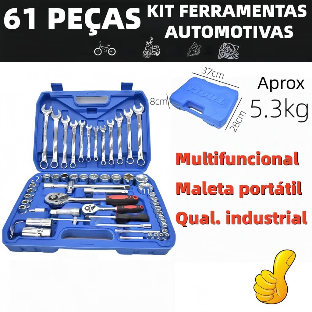 37/61 Peças Kit de Ferramentas Profissional Jogo Chave Combinada Soquetes E Catraca Grande