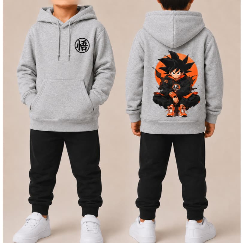 Conjunto calça + blusa Masculino DBZ Infantil Moletom Infantil Masculino Estampadode Frio Flanelada