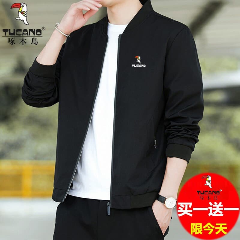 Woodpecker jaqueta masculina primavera outono inverno novo estilo gola alta jaqueta masculina Casual solto respirável to