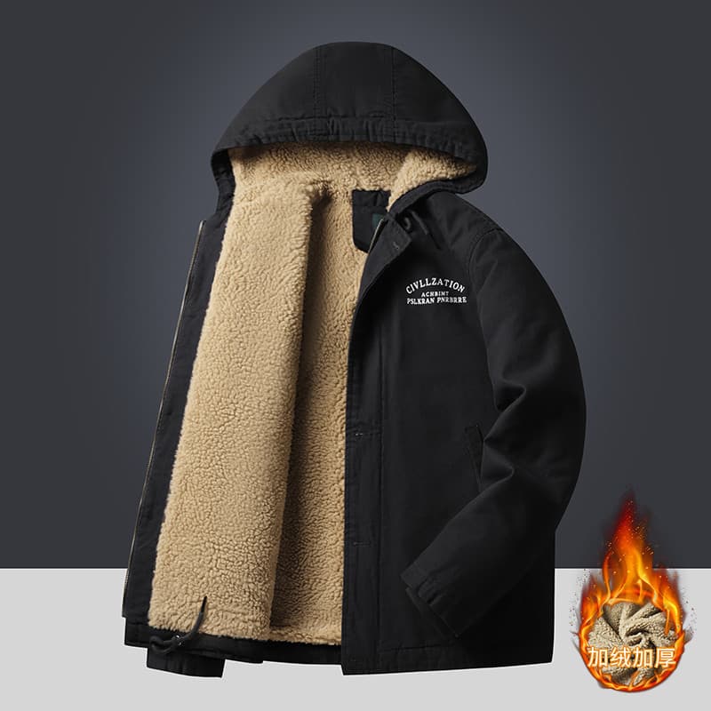 2025 jaqueta masculina inverno velo acolchoado jaqueta solta com capuz macacão acolchoado jaqueta de lã de cordeiro engr