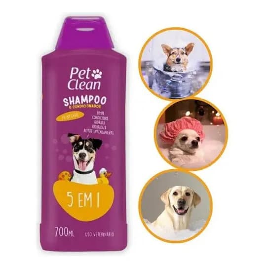 Shampoo 5 Em 1 Pet Clean 700 Ml Para Cães E Gatos
