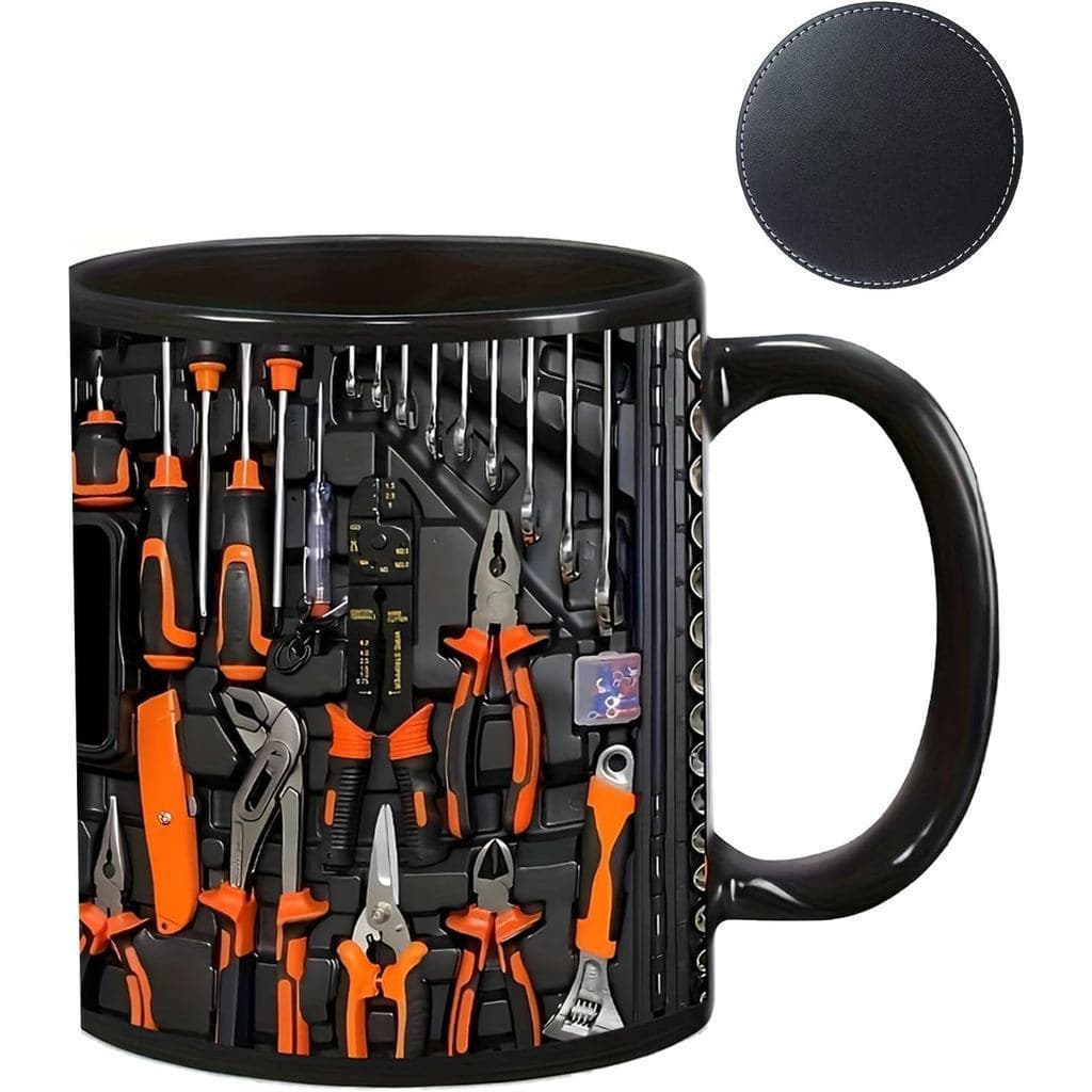 Conjunto de Canecas de Café 3D com Tema de Caixa de Ferramentas, Caneca de Café com Tema de Caixa de Ferramentas, Caneca