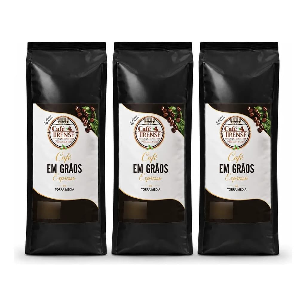 Kit 3 Café Em Grãos Tirense Expresso Torra Média 500g Cada