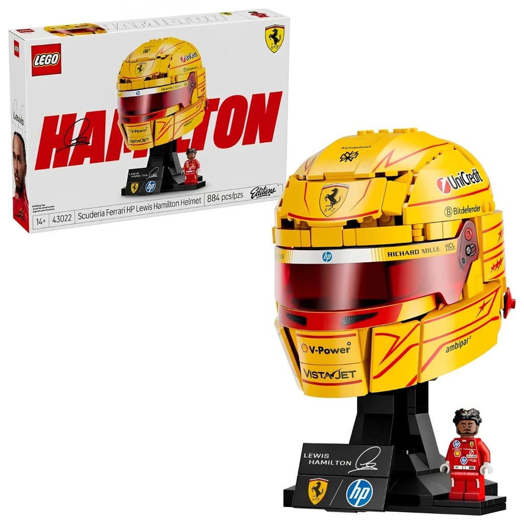 Blocos de Montar Capacete Scuderia Ferrari Hp Lewis Hamilton 43022 884 Peças Lego