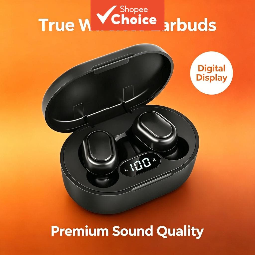 Fones de ouvido TWS, fones Bluetooth com cancelamento de ruído, fone estéreo HiFi com microfone, display digital,