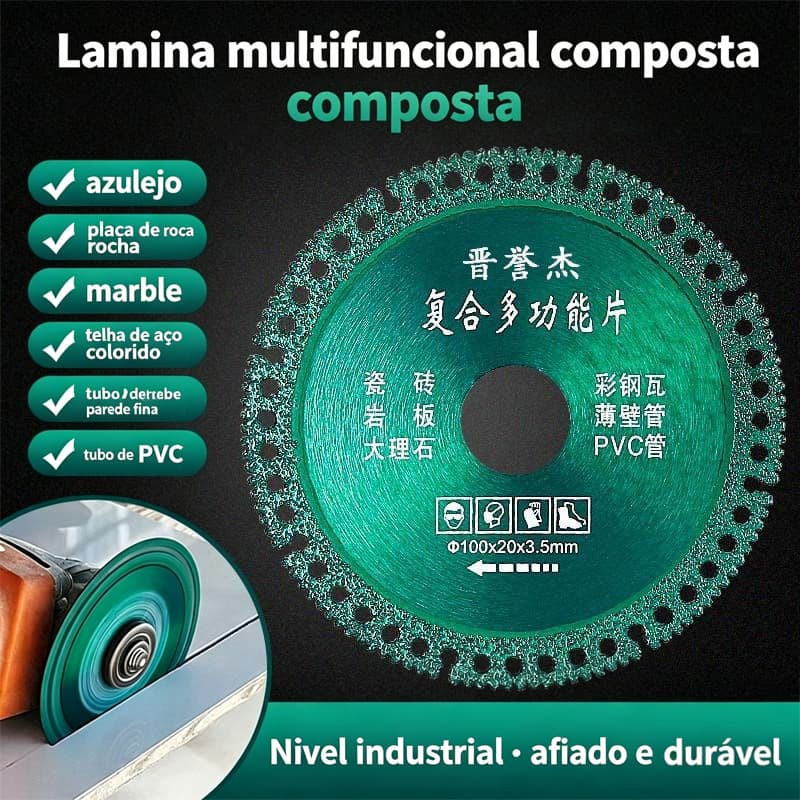 Disco de Corte 6 em 1 Diamantado Multifuncional 100mm Serra para Cerâmica Azulejo Metais PVC Esmerilhadeira