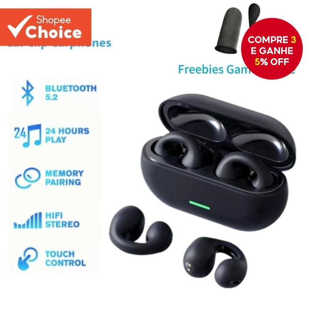 T75 Ear-Clip Bluetooth Fones De Ouvido Sem Fio 3D Surround Stereo Bass Sports Headset Com Microfone