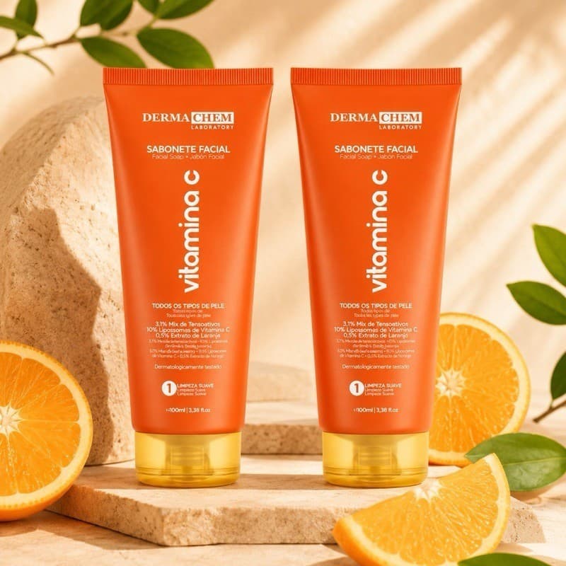 Kit com 2 Sabonete Facial Vitamina C Anti-idade Dermachem