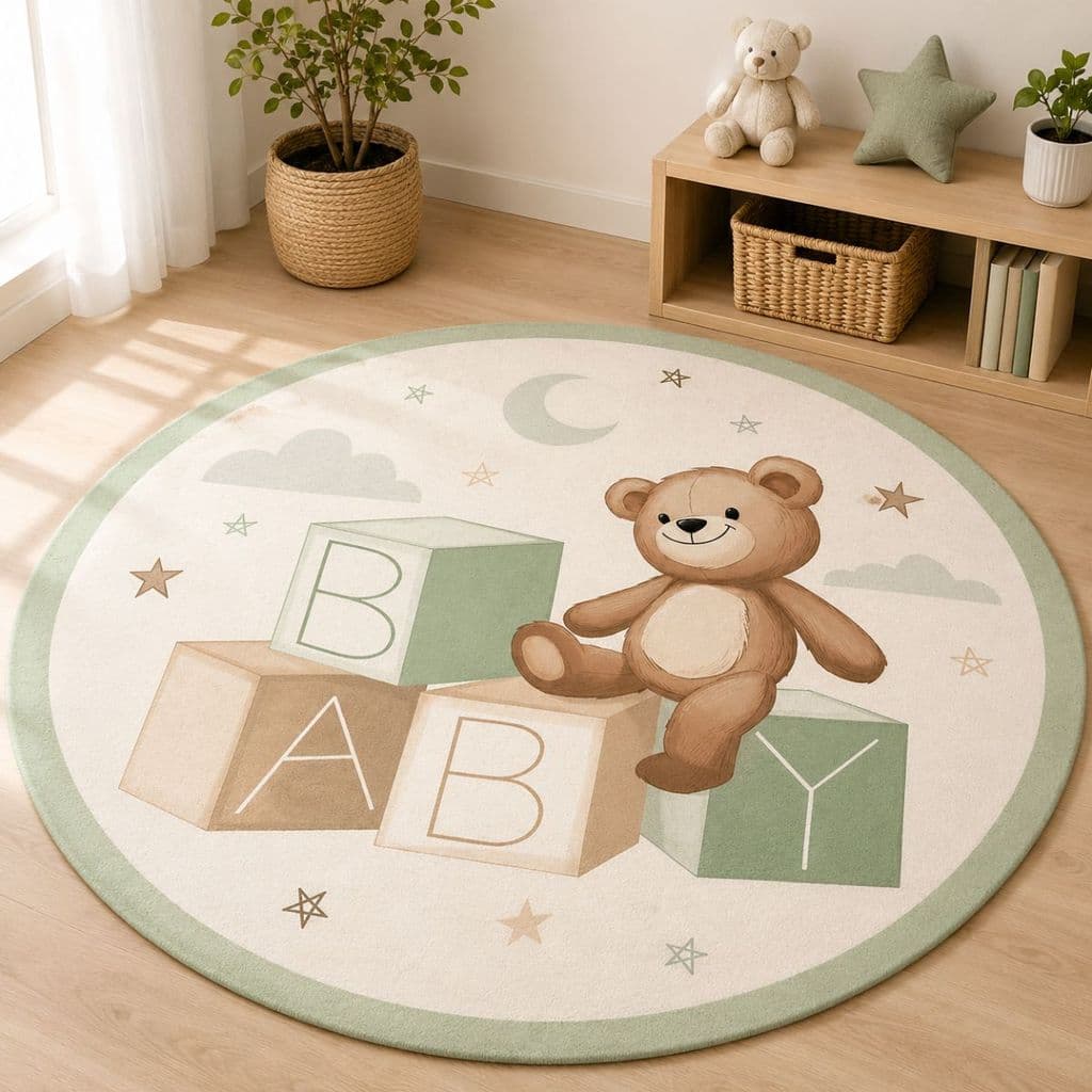 Tapete Redondo Decorativo 88cm Antiderrapante para Sala e Quarto 2186