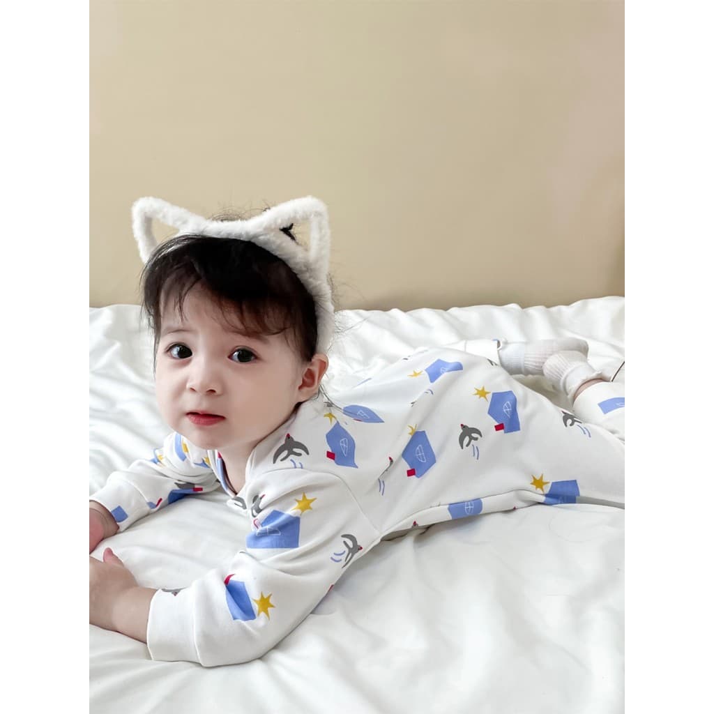 Ins outono estilo grosso roupas de bebê moda bebê menina macacão bebê menino puro algodão macacão Super bonito manga com