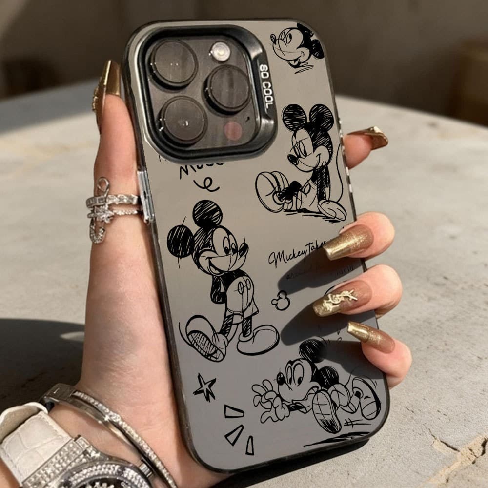 Capinha Para iPhone 17 16 15 14 13 Plus Pro Max Capinha de celular fofa com grafite do Mickey Mouse em estilo cartoon