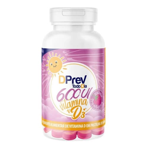 Dprev Vitamina D3 600ui 30 Pastilhas Framboesa Suplemento Vitamínico