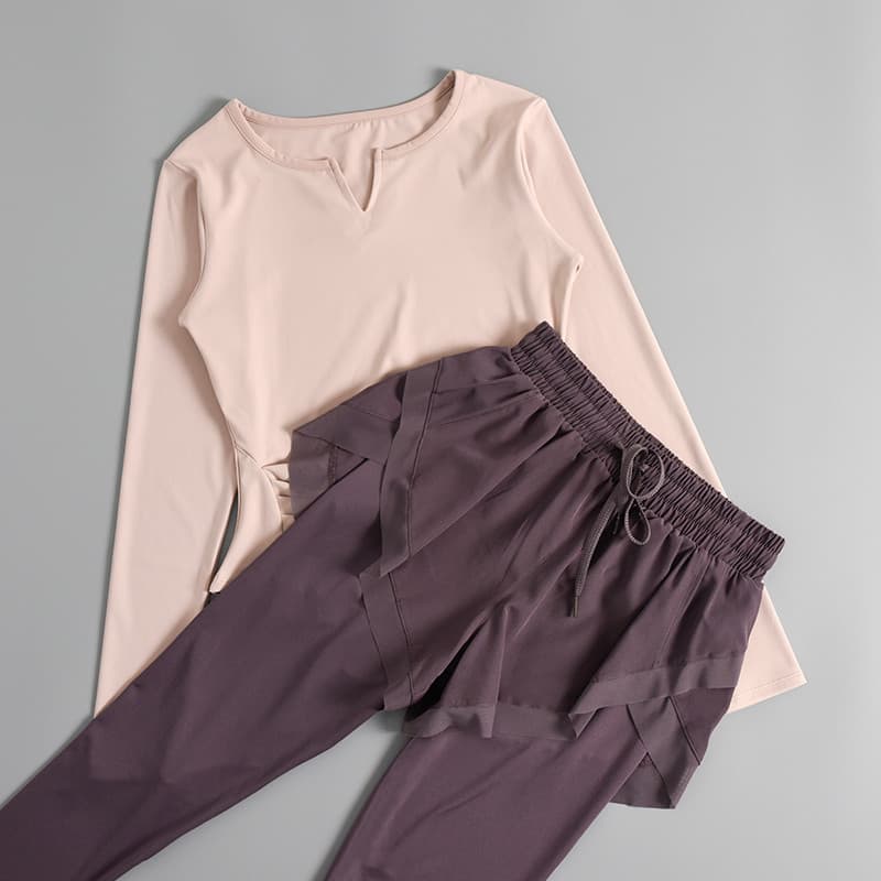 Roupas de Fitness femininas de secagem rápida correndo esportes feminino terno mais magro olhar de manga comprida falso 