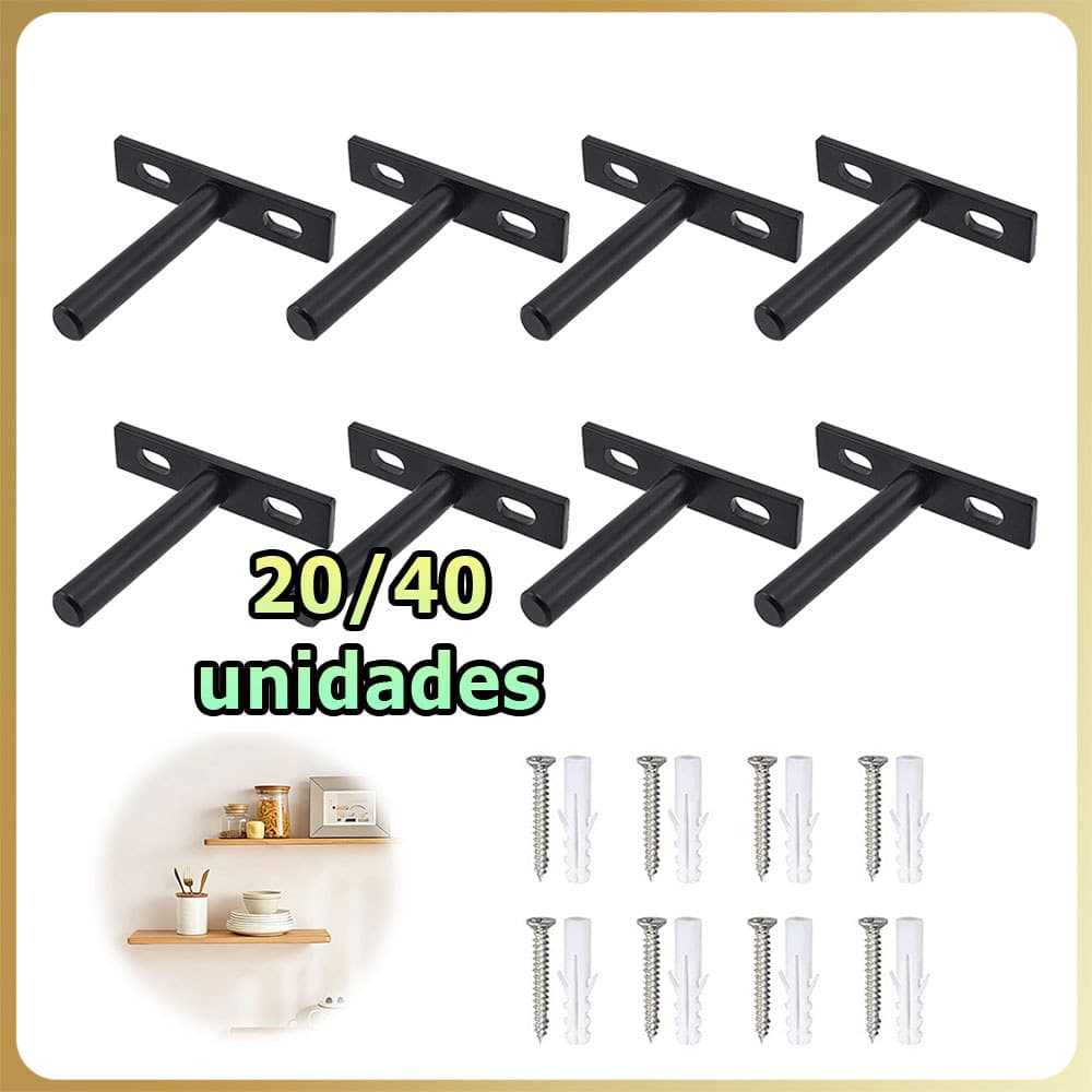 20/40 Preto Suporte oculto para prateleira flutuante suporte para prateleira de parede parafusos e buchas de expansão