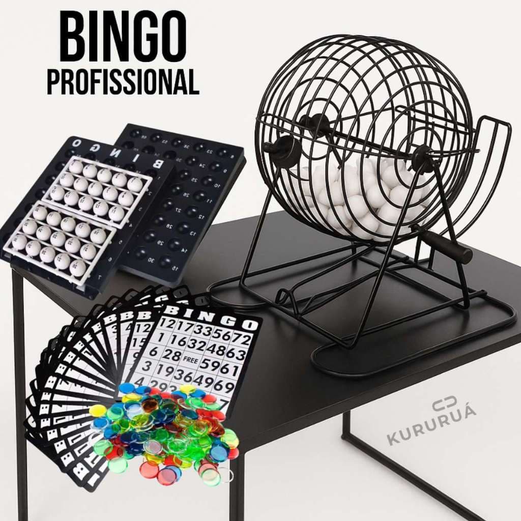 Jogo Bingo Profissional com Roleta Giratória e Fichas para Toda Família