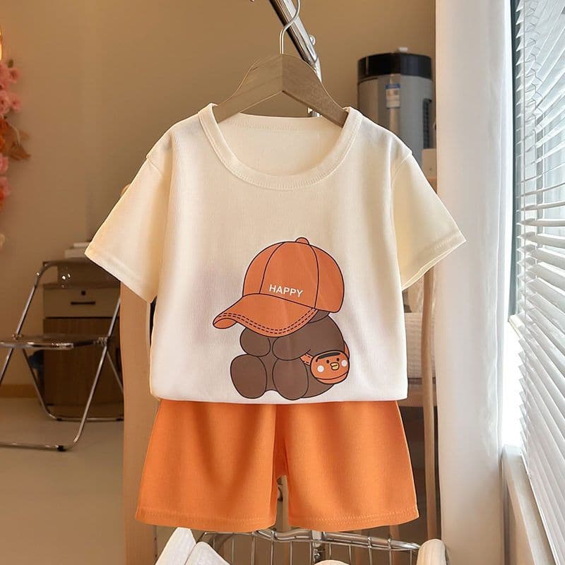 2026 novo estilo crianças terno de manga curta listrado menina menino T verão roupas de bebê versão coreana roupas infan