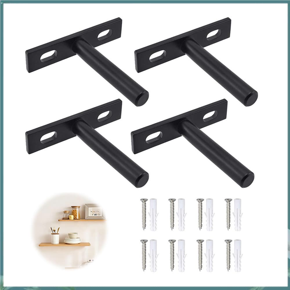 Suporte de montagem em parede, preto 4-12 peças, suporte de prateleira resistente oculto, suporte de prateleira invisíve