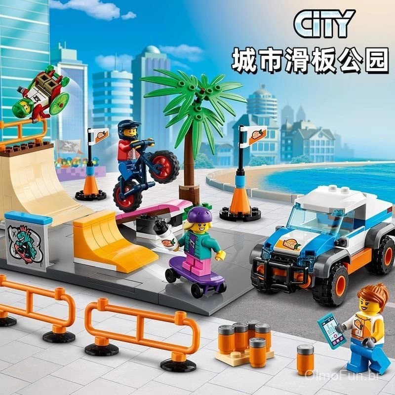 Blocos de montar Lego, série City, parque de skate 60290, motocicleta de neve, guindaste, carro da polícia, helicóptero,
