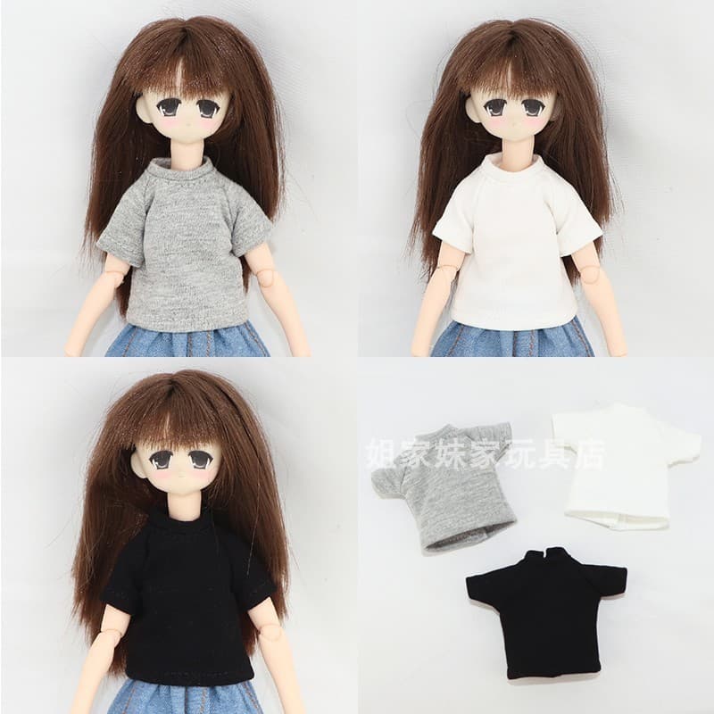Pequeno pano blythe roupas de bebê licca azone 19 corpo articulado ob22 ob24 roupas de boneca camiseta