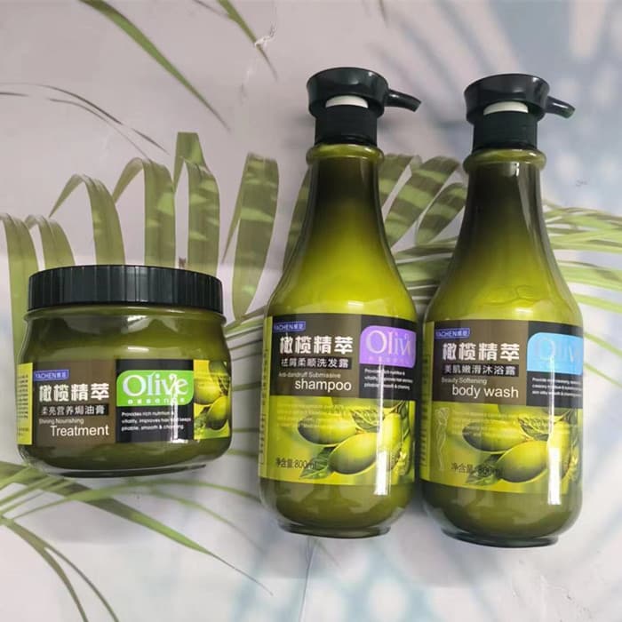 Yachen Olive Essence Shampoo Condicionador de Lavagem Corporal Máscara de Cabelo Anticaspa Hidratante Suave Nutritivo Re