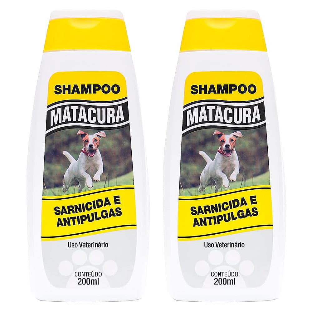Kit 2 Shampoo Matacura Sarnicida e Antipulgas 200ml – Tratamento Pets Melhor Shampoo Para Sarna