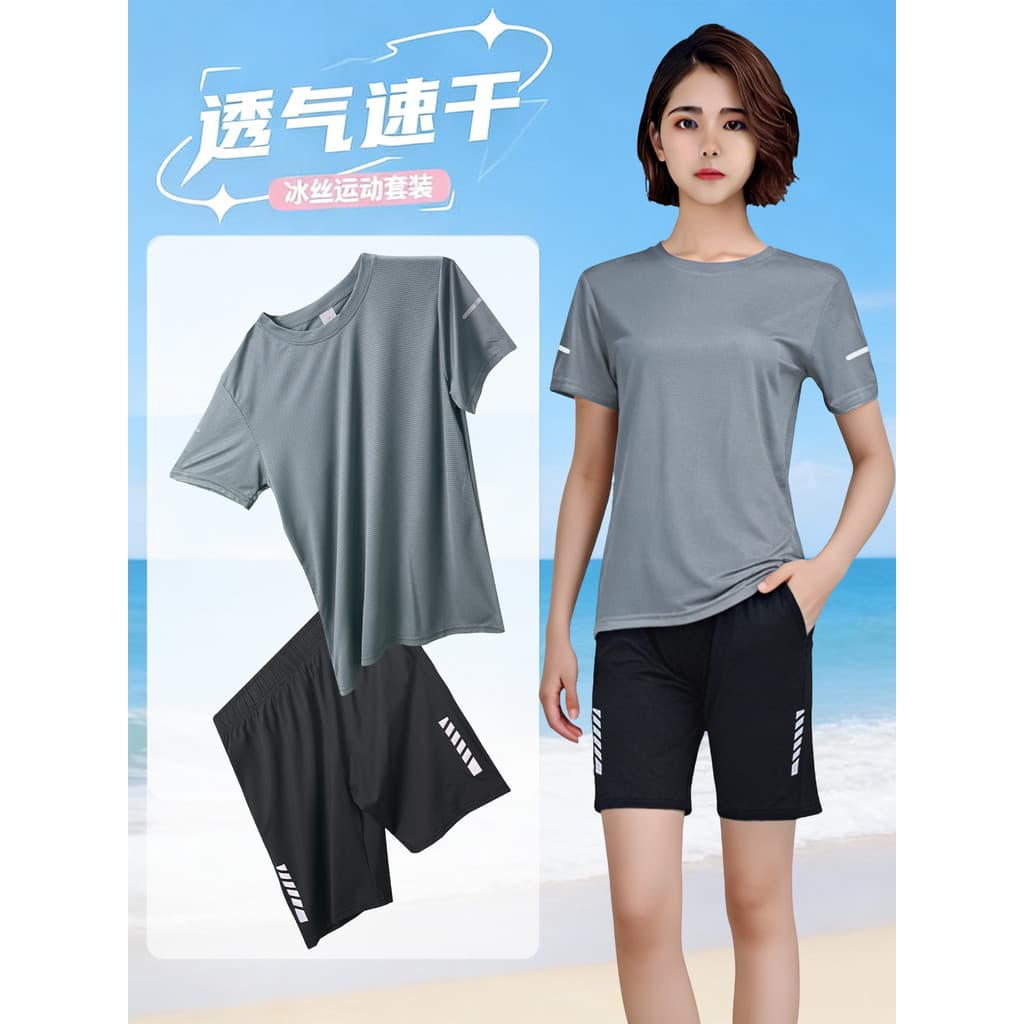 Equipamento de roupas de corrida terno esportivo masculino feminino roupas de Fitness gelo seda secagem rápida camiseta 